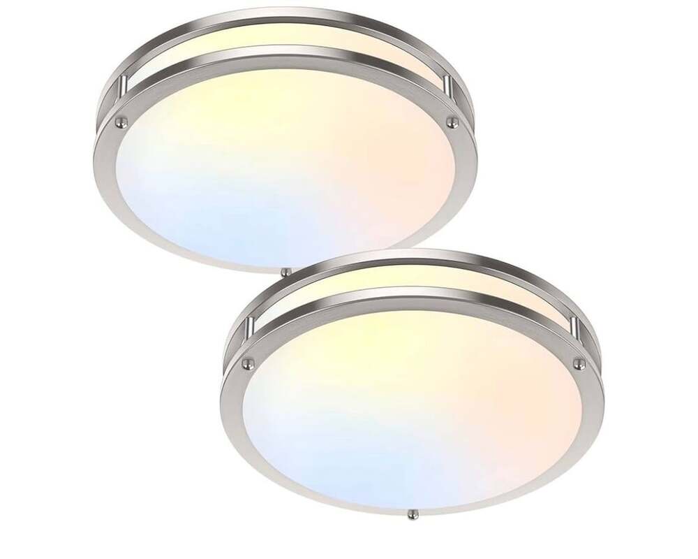 LED Flush Mount Ceiling Light 36W 2 Pack Brushed Nickel Fixture Missing Hardware